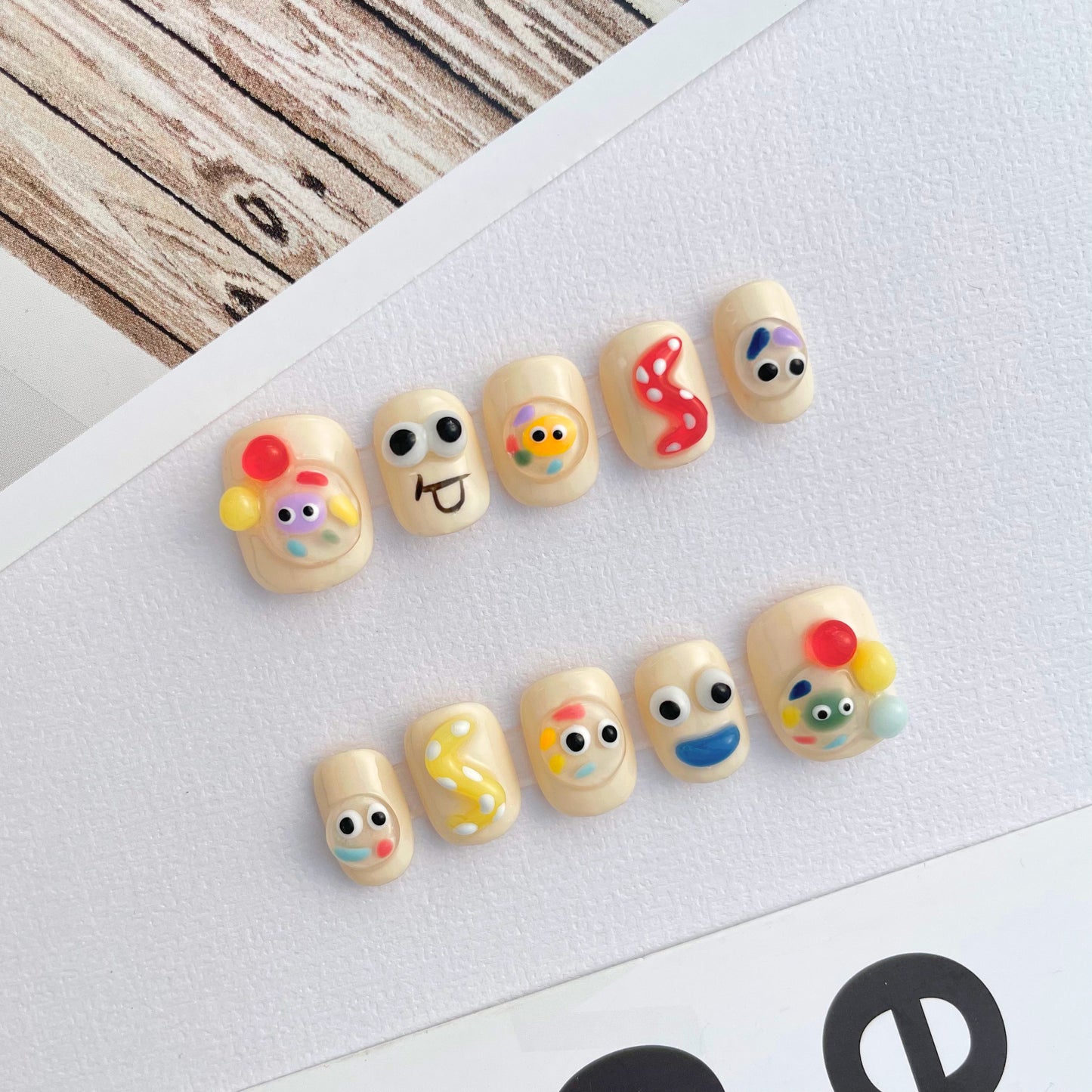 112 Cute clown handmade 3D cartoon Press On Nails