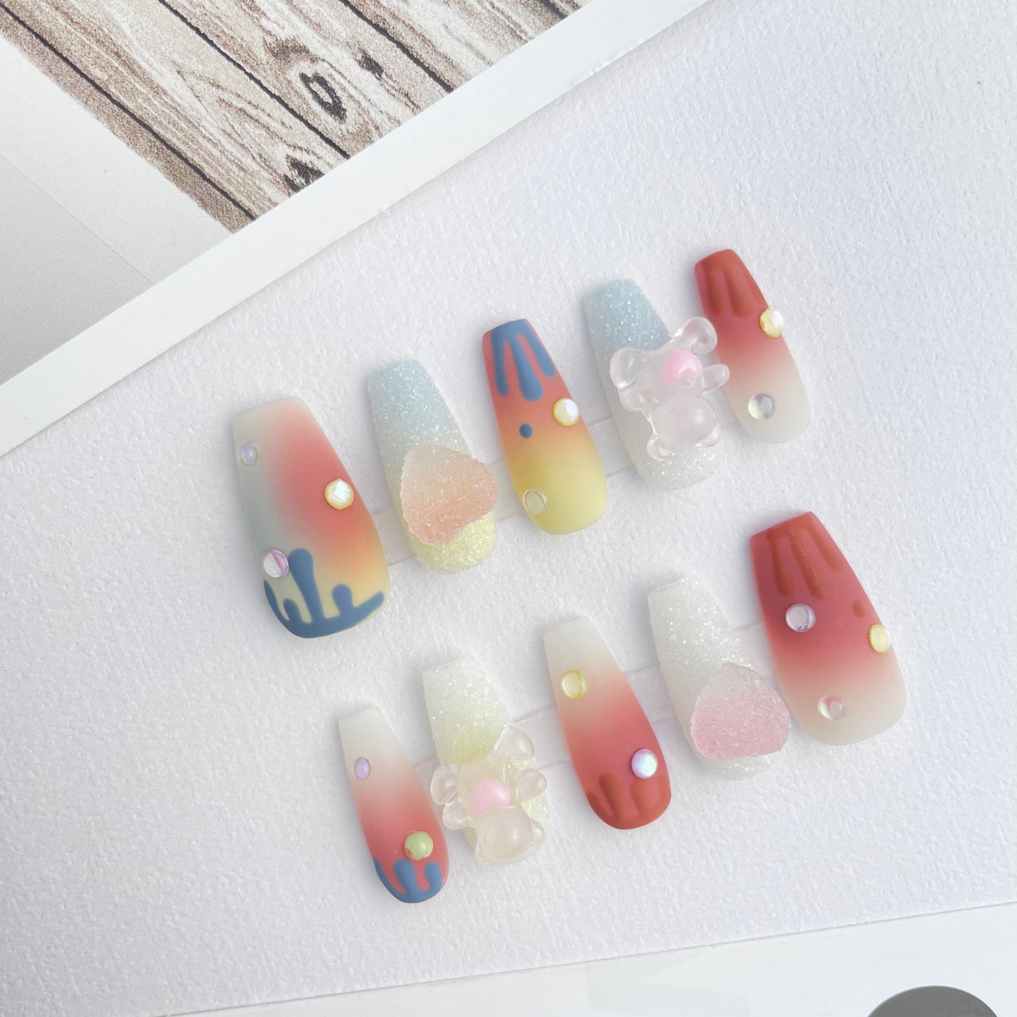 134 Star gelatinous pink shade handmade 3D cute Press On Nails