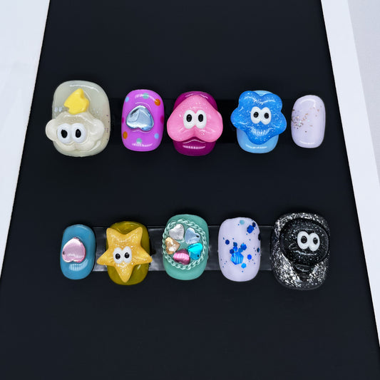 246 Cute elf jelly shapes handmade 3D cartoon Press On Nails